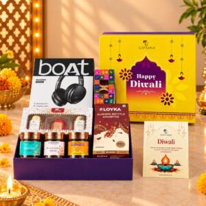 Melodies, Aromas & Gourmet Joy Diwali Hamper Box - GiftanaIndia