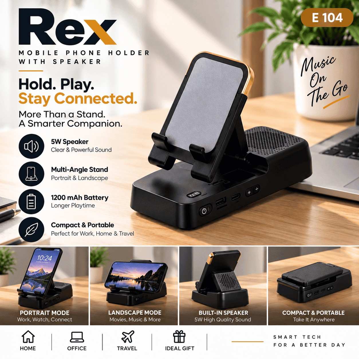 Multi-Angle Mobile Phone Holder with Bluetooth Speaker Multi-Angle Mobile Phone Holder with Bluetooth Speaker