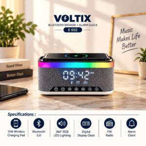Multifunctional Bluetooth Speaker & Wireless Charging Alarm Clock