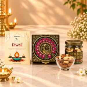 Peacock Jar 1 - Dry Fruit Diwali Gift