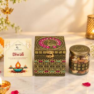 Peacock Jar 1 - Dry Fruit Diwali Gift - giftanaindia