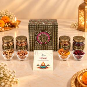 Peacock Jar 4 - Dry fruit diwali gift hamper
