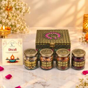 Peacock Jar 4 - Dry fruit diwali gift hamper - giftanaindia
