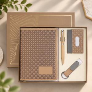 Premium Executive Notebook Gift Set with Pen, Card Holder & Keychain