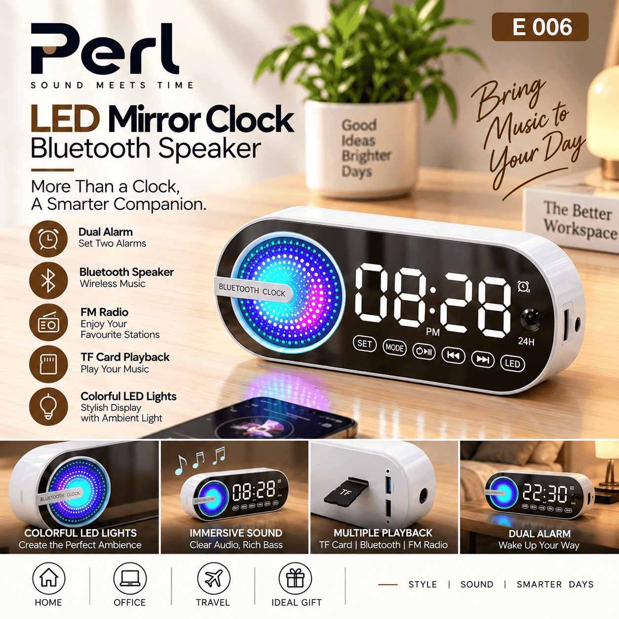 Premium LED Mirror Clock Bluetooth Speaker Corporate Gift Premium LED Mirror Clock Bluetooth Speaker Corporate Gift