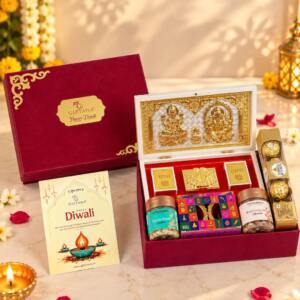 Shubh Diwali Blessings - Premium Corporate Diwali Gift Box with Dry Fruits & Ferrero Rocher