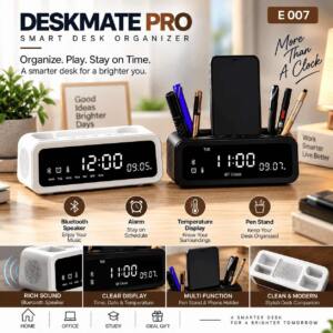 Smart Desk Organizer with Bluetooth Speaker & Digital Clock