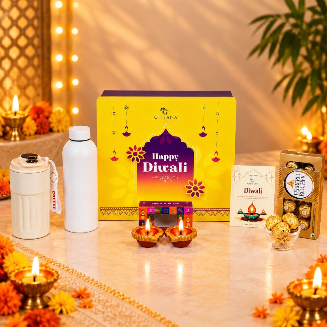 Smart Diwali Gift Set with Temperature Tumbler, Flask & Ferrero Rocher 2 Smart Diwali Gift Set with Temperature Tumbler Flask Ferrero Rocher 2