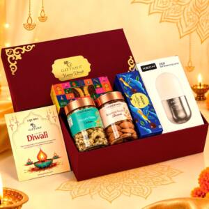 Utsav-E-Noor – XECH Zen Self-Balancing Lamp, Dry Fruits & Diwali Gift Set - giftanaindia