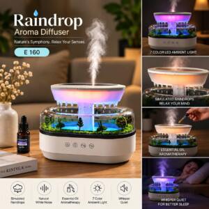 Raindrop Aroma Diffuser with 7-Color LED Ambient Light