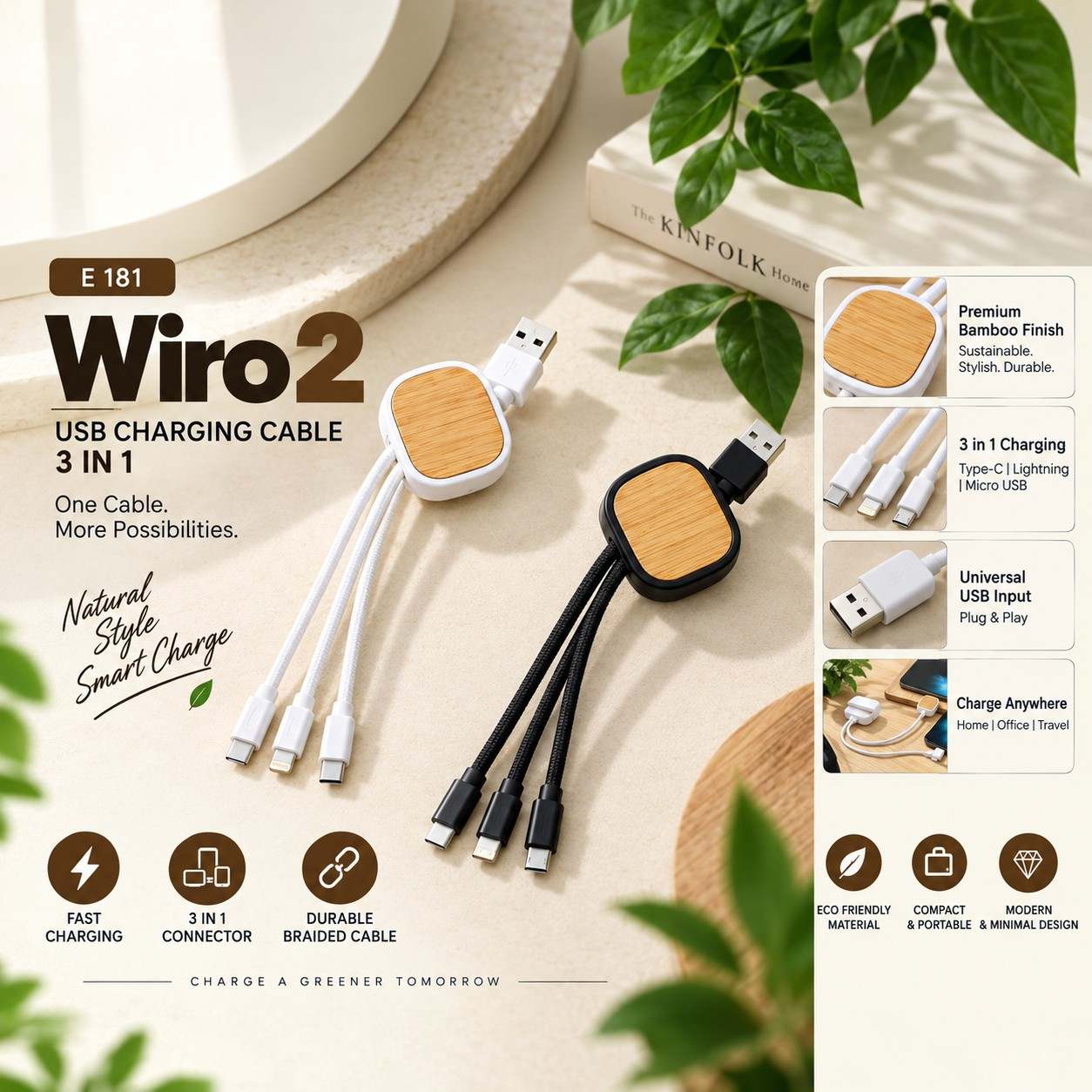 3-in-1 Charging Cable - Eco-Friendly Tech Gift 3-in-1 Charging Cable - Eco-Friendly Tech Gift