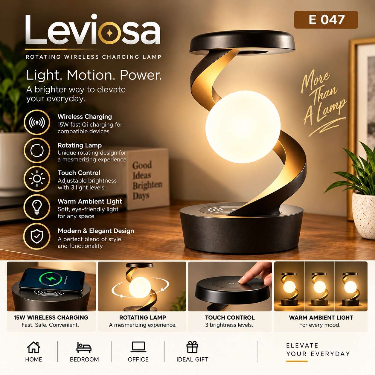 Premium Wireless Charging Desk Lamp with Rotating Design Premium Wireless Charging Desk Lamp with Rotating Design