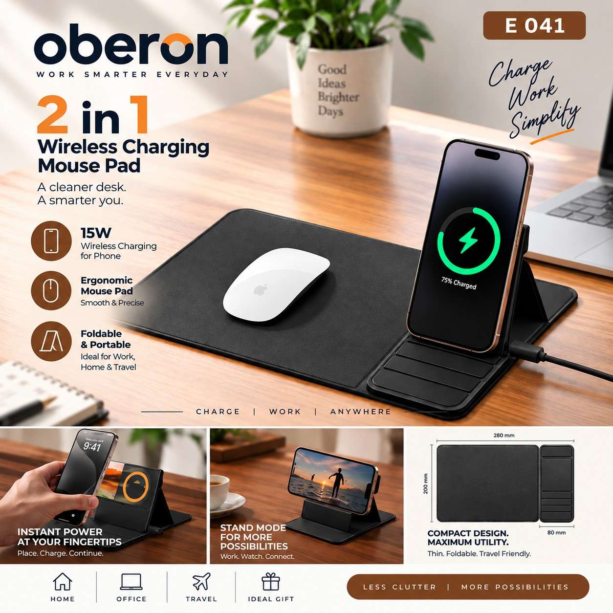 2-in-1 Wireless Charging Mouse Pad 2-in-1 Wireless Charging Mouse Pad