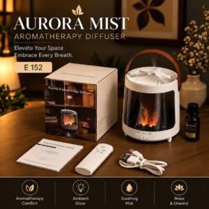 Aroma Diffuser with Flame Effect, Mist & Ambient Lighting