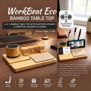 6-in-1 Bamboo Desk Organizer with Bluetooth Speaker