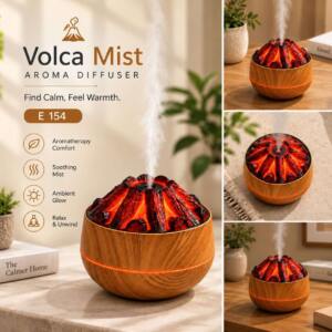 Wood Finish Volcano Aroma Diffuser with Ambient Glow
