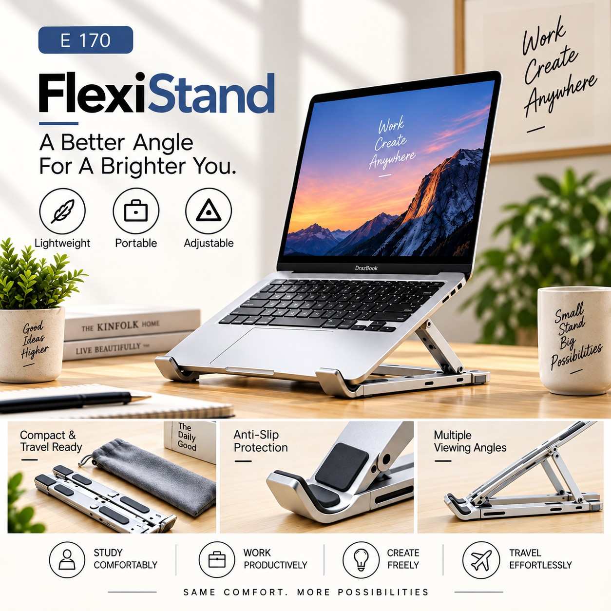 FlexiStand Adjustable Laptop Stand for Office Use FlexiStand Adjustable Laptop Stand for Office Use